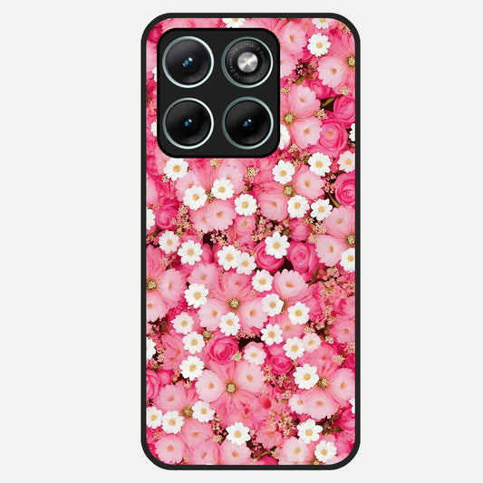  Pink Daisy Bliss Glass Case For Moto Edge 70 Fusion back cover – full design glossy printed glass finish