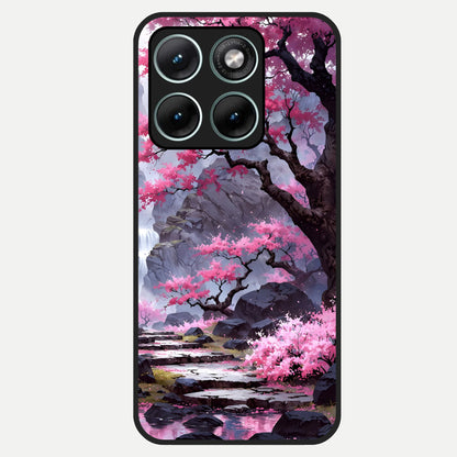  Pink Sunflower Glow Glass Case For Moto Edge 70 Fusion back cover – full design glossy printed glass finish