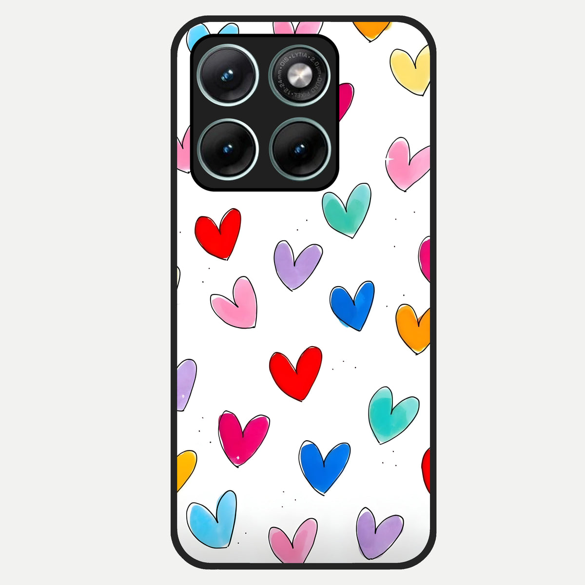  Playful Love Doodles Glass Case For Moto Edge 70 Fusion back cover – full design glossy printed glass finish