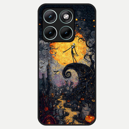  Pumpkin Moonlight Tale Glass Case For Moto Edge 70 Fusion back cover – full design glossy printed glass finish