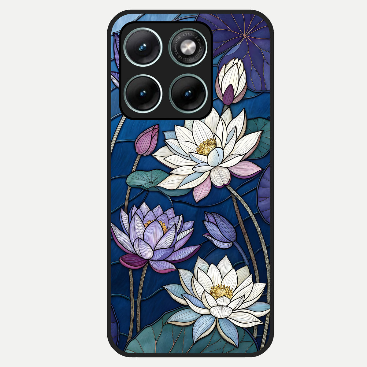  Purple Lotus Stained Glass Case For Moto Edge 70 Fusion back cover – full design glossy printed glass finish