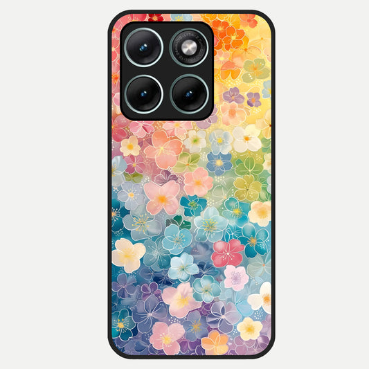  Rainbow Blossom Burst Glass Case For Moto Edge 70 Fusion back cover – full design glossy printed glass finish