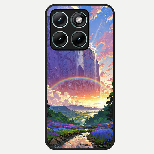  Rainbow Valley Dream Glass Case For Moto Edge 70 Fusion back cover – full design glossy printed glass finish