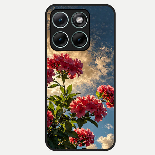  Red Bloom Skies Glass Case For Moto Edge 70 Fusion back cover – full design glossy printed glass finish