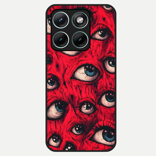  Red Eyes Pattern Glass Case For Moto Edge 70 Fusion back cover – full design glossy printed glass finish
