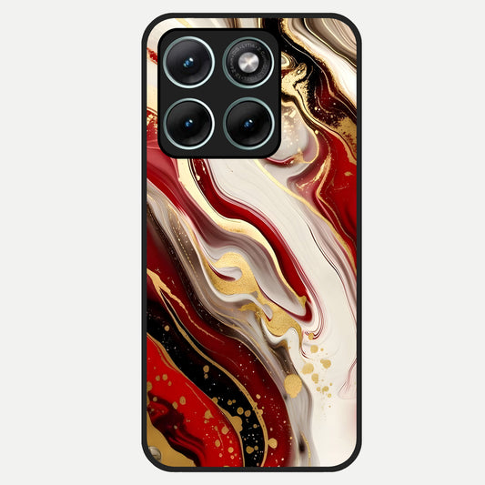  Red And White Marble Glass Case For Moto Edge 70 Fusion back cover – full design glossy printed glass finish