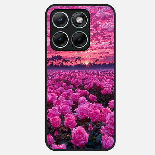  Rose Sunset Valley Glass Case For Moto Edge 70 Fusion back cover – full design glossy printed glass finish