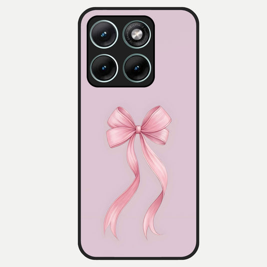  Soft Blush Bow Glass Case For Moto Edge 70 Fusion back cover – full design glossy printed glass finish