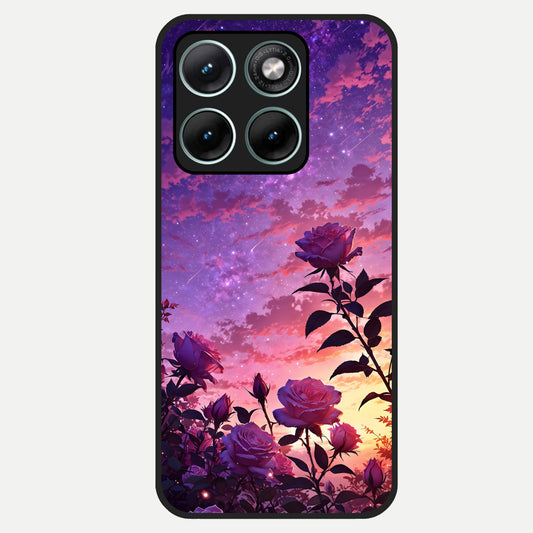  Starlit Rose Twilight Glass Case For Moto Edge 70 Fusion back cover – full design glossy printed glass finish