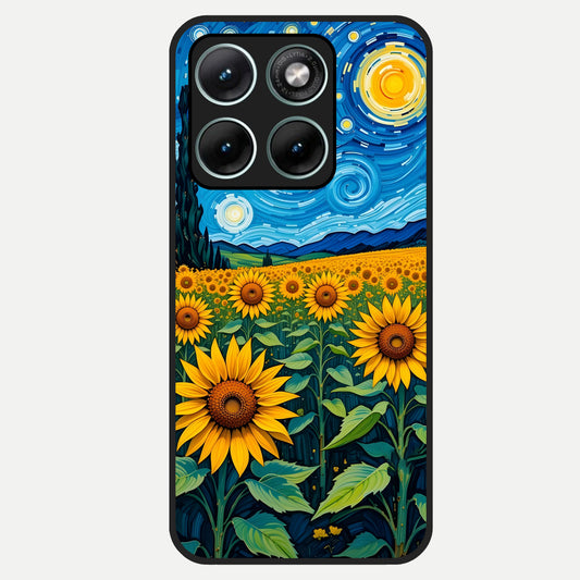  Starry Sunflower Dreams Glass Case For Moto Edge 70 Fusion back cover – full design glossy printed glass finish
