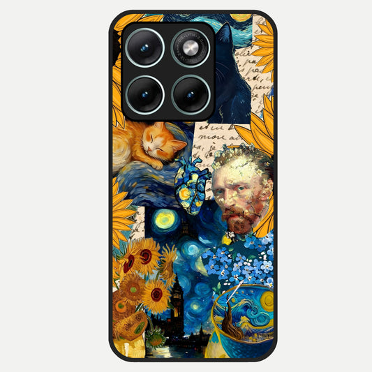  Sunflower Chic Mood Custom Name Glass Case For Moto Edge 70 Fusion back cover – full design glossy printed glass finish