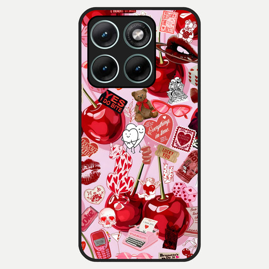  Sweet Cherry Chaos Glass Case For Moto Edge 70 Fusion back cover – full design glossy printed glass finish