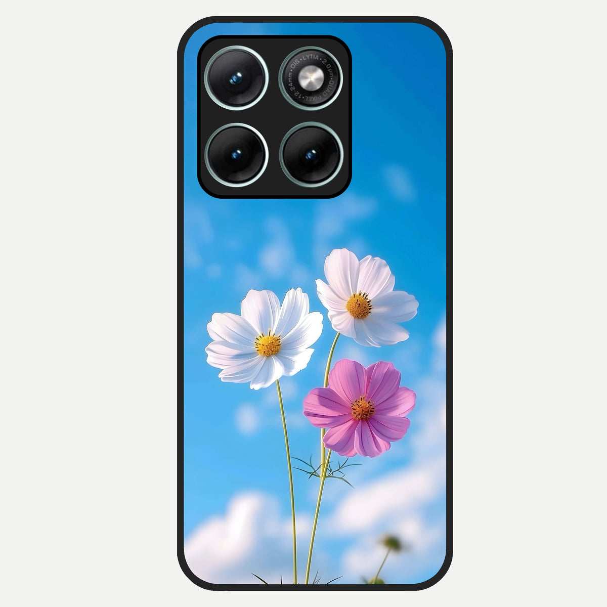  Tripple Flowers With Sky Glass Case For Moto Edge 70 Fusion back cover – full design glossy printed glass finish