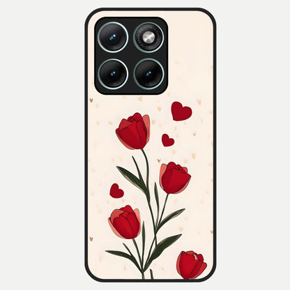  Tulip With Heart Glass Case For Moto Edge 70 Fusion back cover – full design glossy printed glass finish