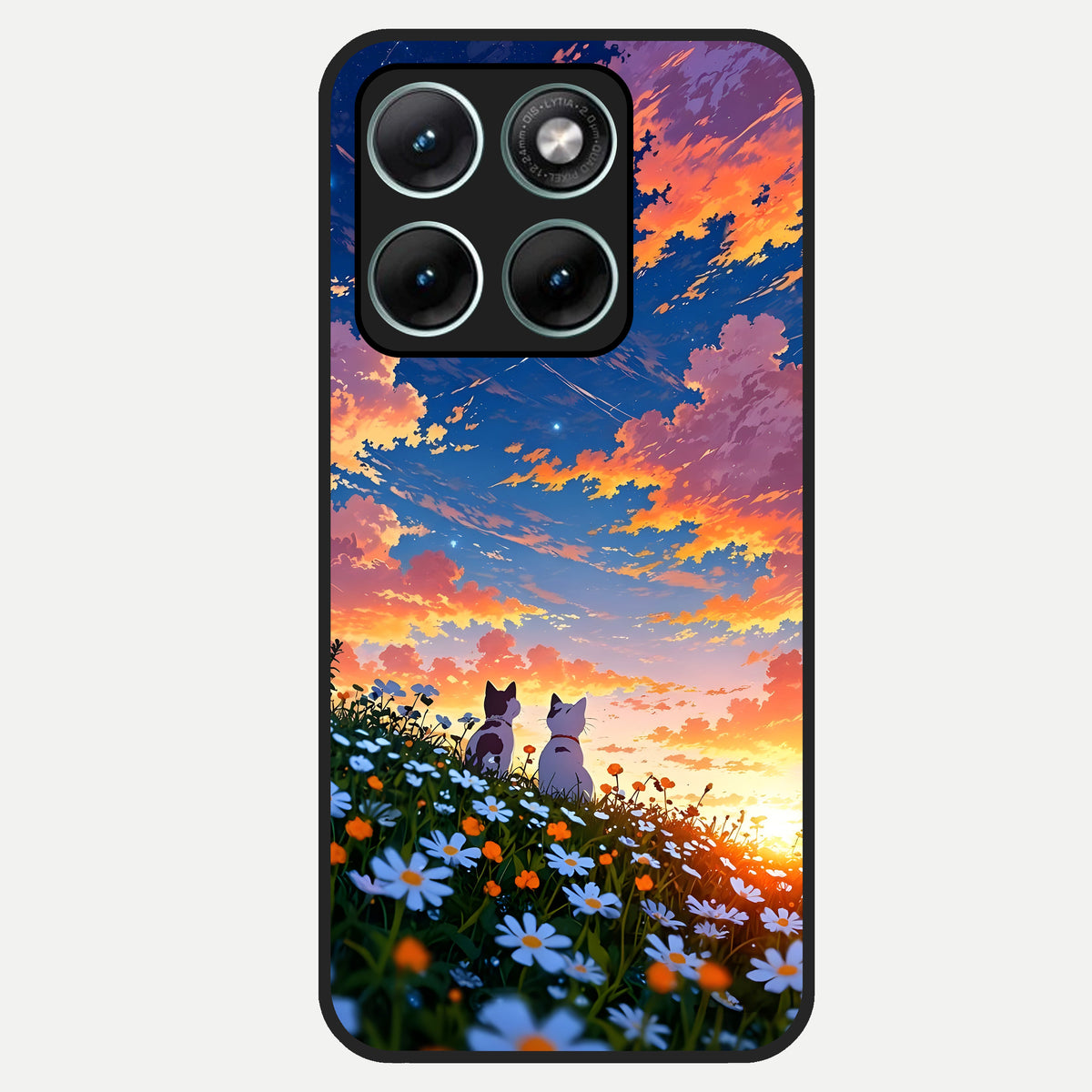  Two Cats Friends Glass Case For Moto Edge 70 Fusion back cover – full design glossy printed glass finish