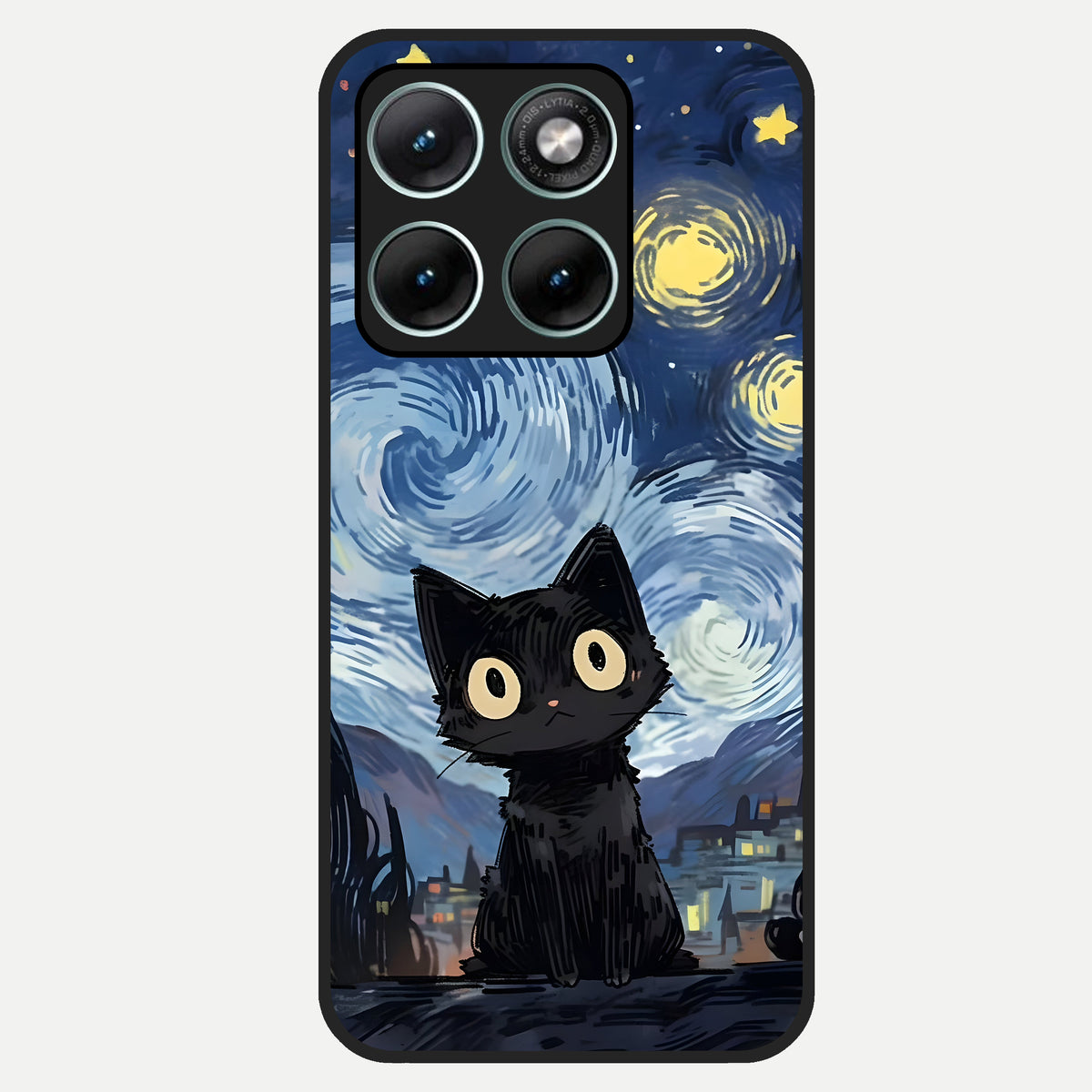  Van Gogh Cat Glass Case For Moto Edge 70 Fusion back cover – full design glossy printed glass finish