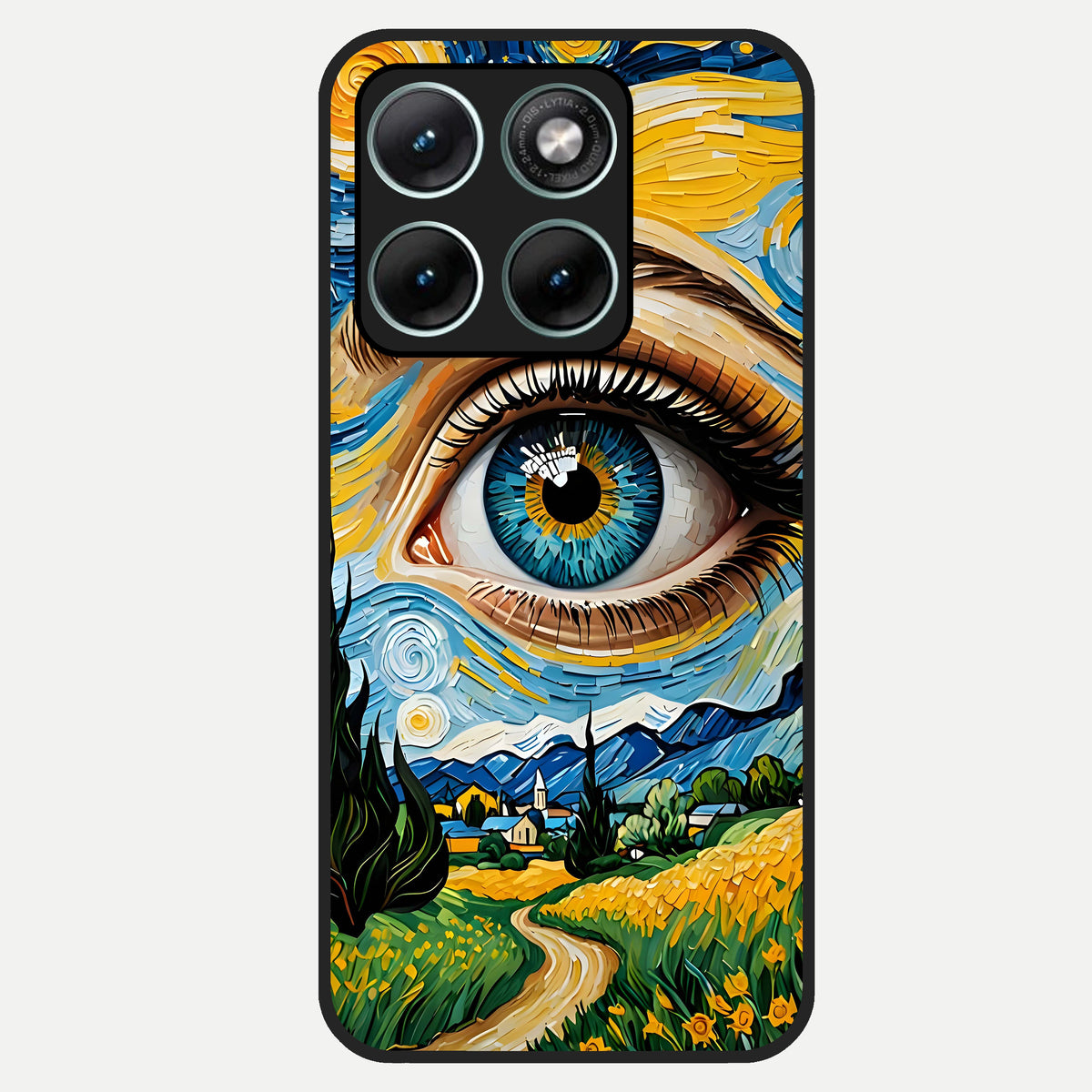  Van Gogh Eye Glass Case For Moto Edge 70 Fusion back cover – full design glossy printed glass finish
