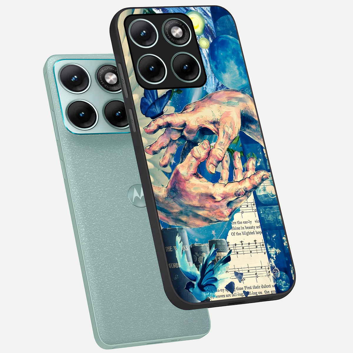  Aesthetic Divider phone case For Moto Edge 70 Fusion showing premium glass back cover with detailed artwork