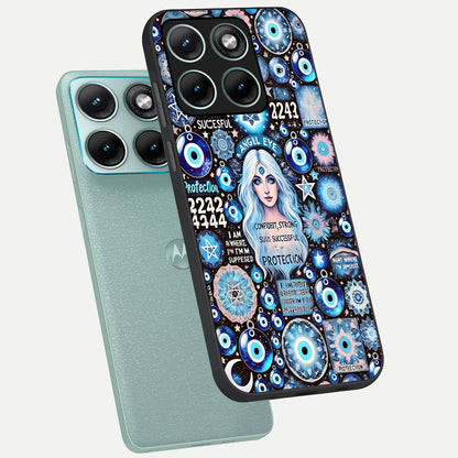  Angel Aura Shield phone case For Moto Edge 70 Fusion showing premium glass back cover with detailed artwork