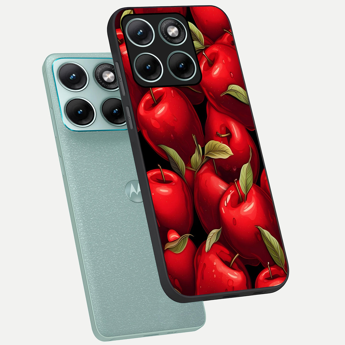  Apple Pattern phone case For Moto Edge 70 Fusion showing premium glass back cover with detailed artwork