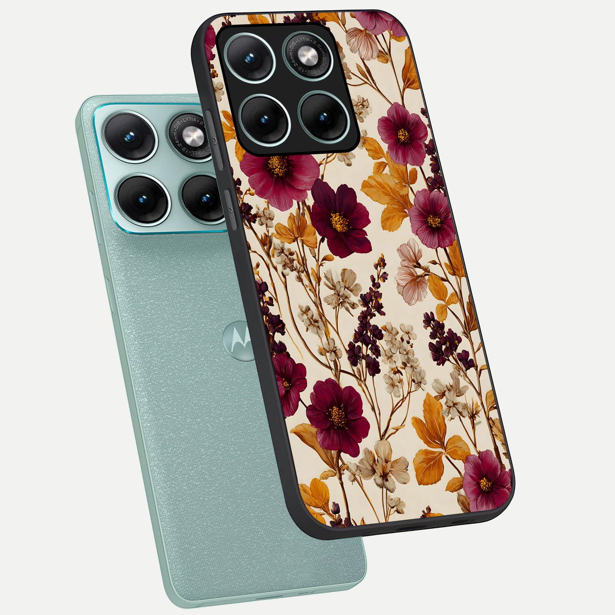  Autumn Wine Bloom phone case For Moto Edge 70 Fusion showing premium glass back cover with detailed artwork