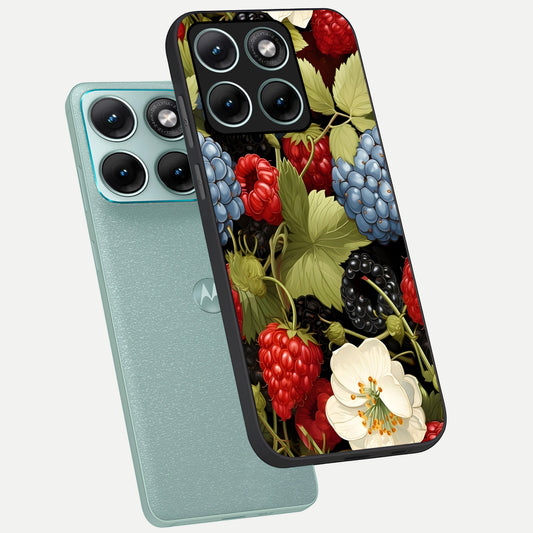  Berry Bloom Charm phone case For Moto Edge 70 Fusion showing premium glass back cover with detailed artwork