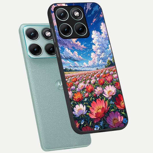  Blossom Sky Field phone case For Moto Edge 70 Fusion showing premium glass back cover with detailed artwork