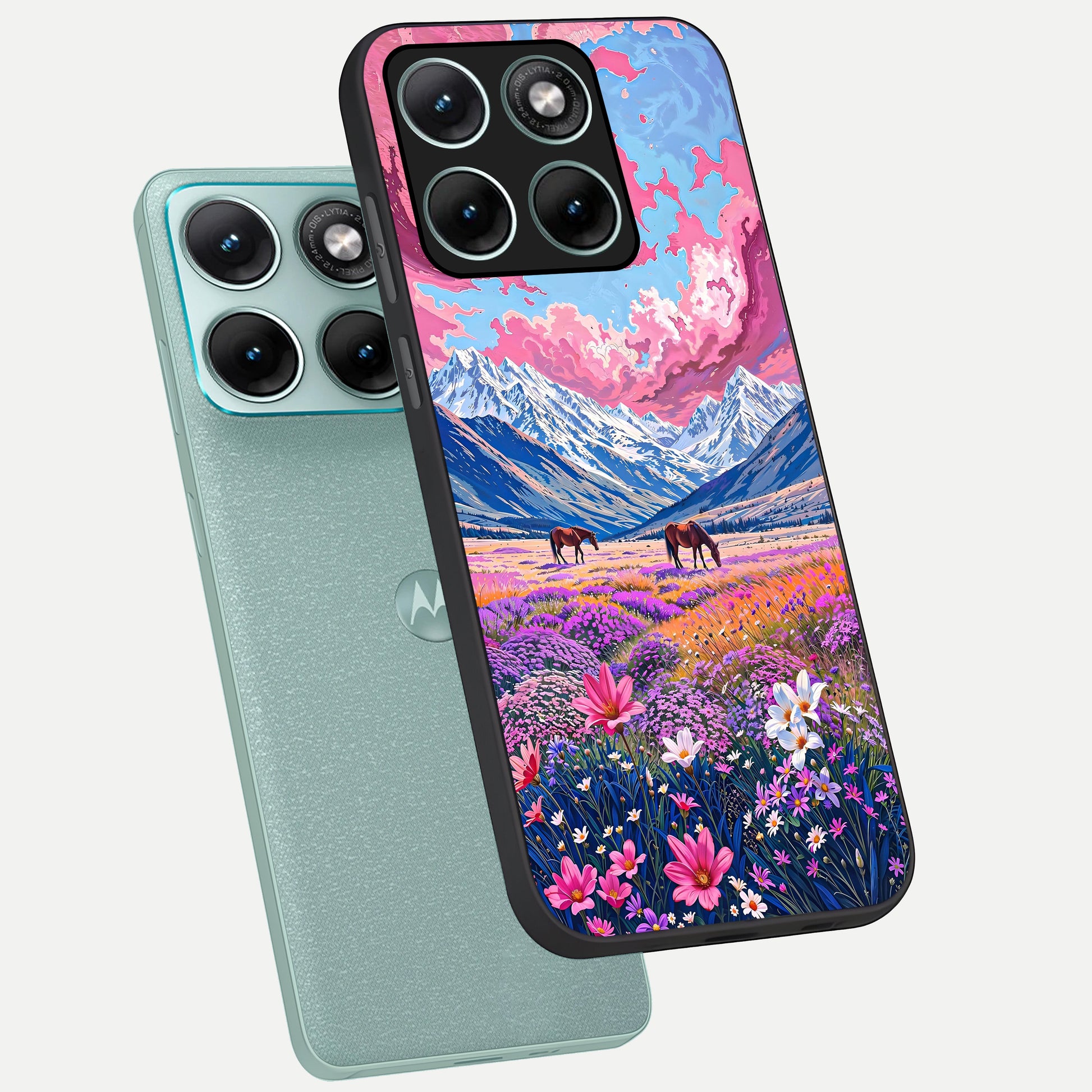  Blossom Valley Dream phone case For Moto Edge 70 Fusion showing premium glass back cover with detailed artwork