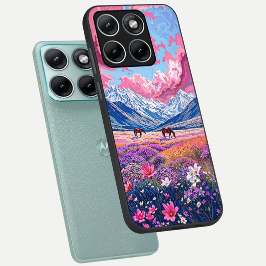  Blossom Valley Dream phone case For Moto Edge 70 Fusion showing premium glass back cover with detailed artwork