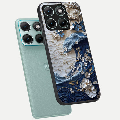  Blossom Wave Art phone case For Moto Edge 70 Fusion showing premium glass back cover with detailed artwork