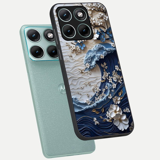  Blossom Wave Art phone case For Moto Edge 70 Fusion showing premium glass back cover with detailed artwork