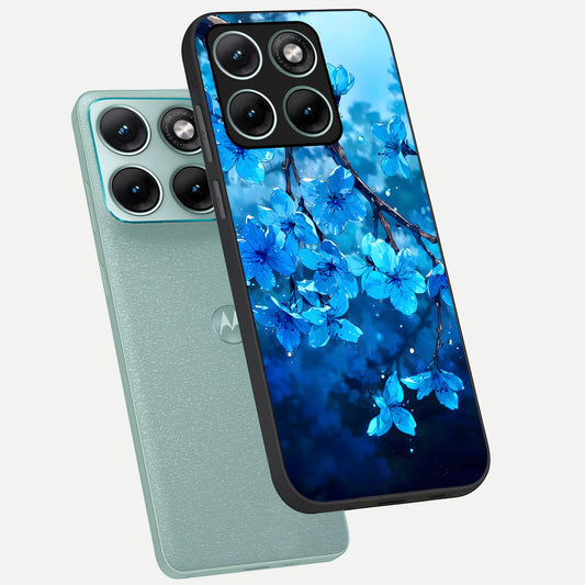  Blue Blossoms Branch phone case For Moto Edge 70 Fusion showing premium glass back cover with detailed artwork