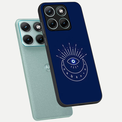  Blue Evil Eye phone case For Moto Edge 70 Fusion showing premium glass back cover with detailed artwork