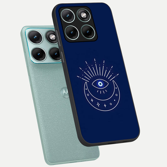  Blue Evil Eye phone case For Moto Edge 70 Fusion showing premium glass back cover with detailed artwork