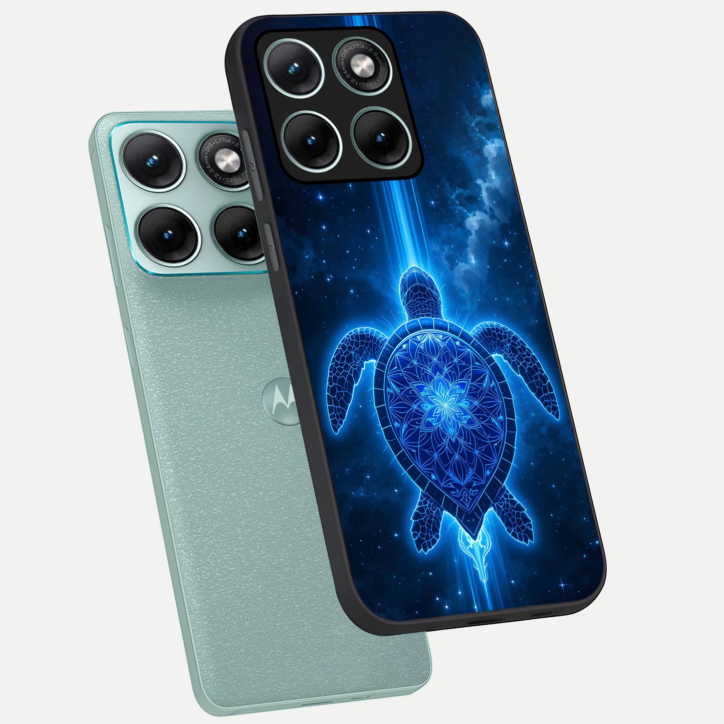  Blue Galaxy Turtle phone case For Moto Edge 70 Fusion showing premium glass back cover with detailed artwork