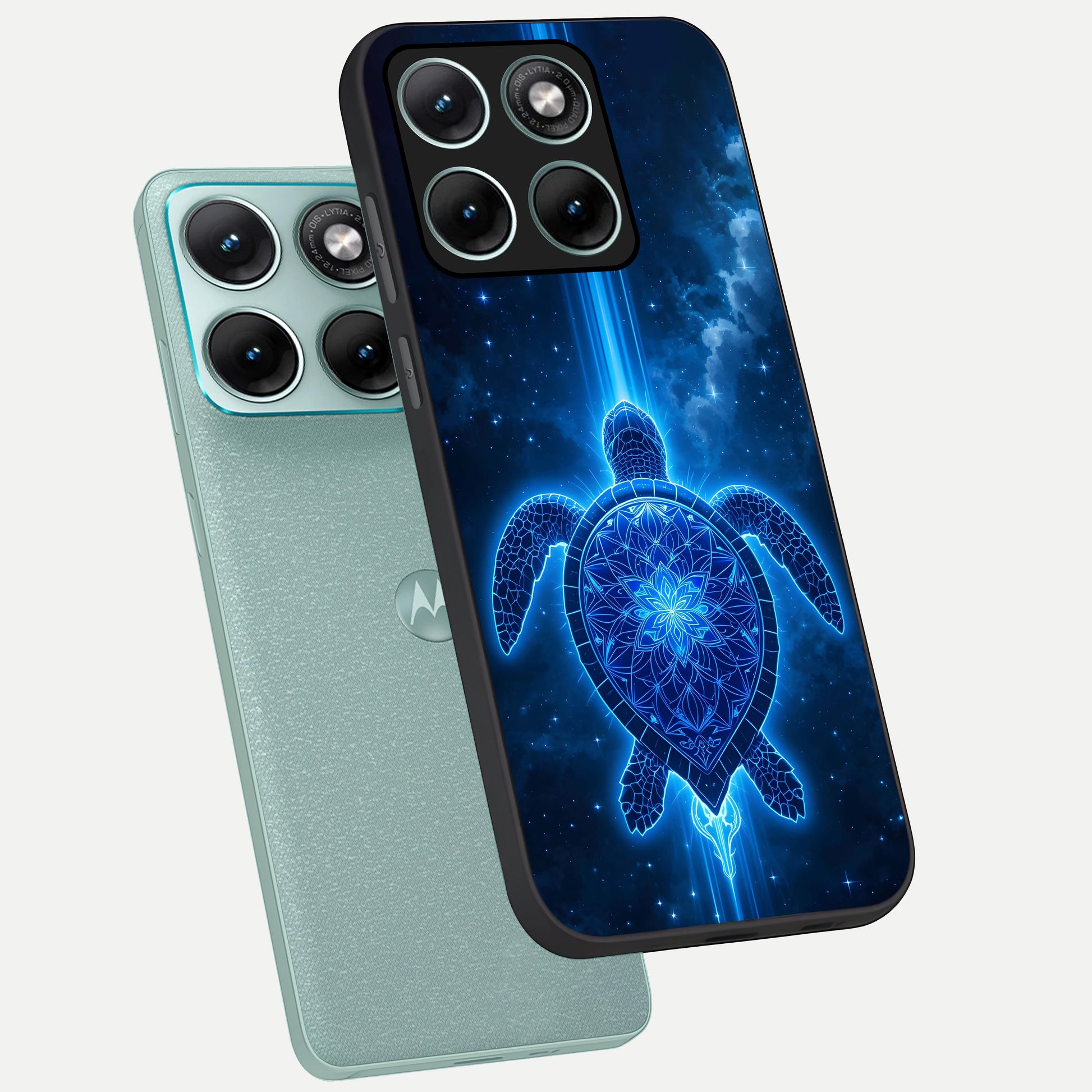  Blue Galaxy Turtle phone case For Moto Edge 70 Fusion showing premium glass back cover with detailed artwork