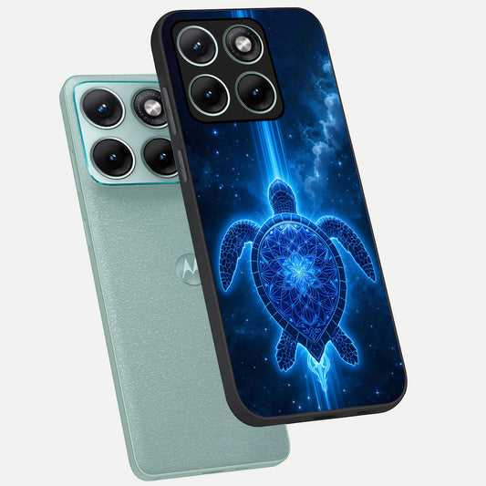 Blue Galaxy Turtle phone case For Moto Edge 70 Fusion showing premium glass back cover with detailed artwork