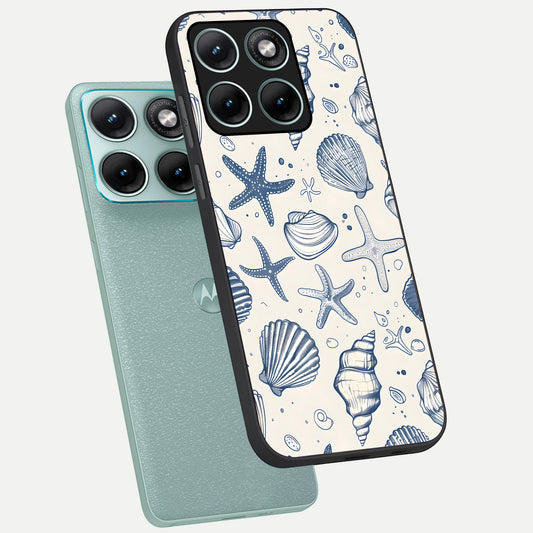  Blue Ocean Outline phone case For Moto Edge 70 Fusion showing premium glass back cover with detailed artwork