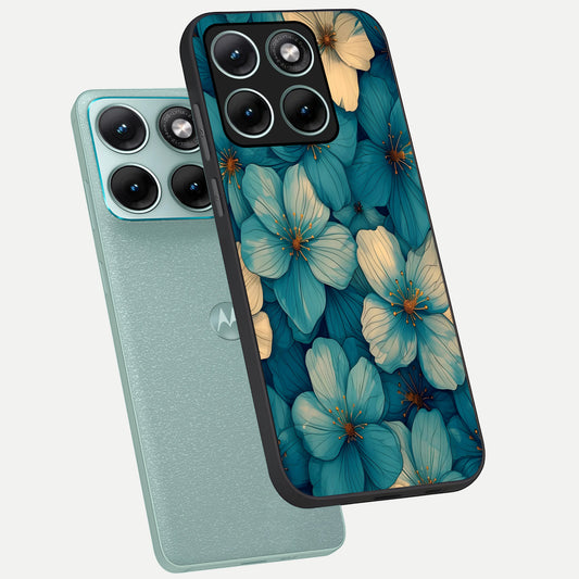  Blue Shade Floral phone case For Moto Edge 70 Fusion showing premium glass back cover with detailed artwork