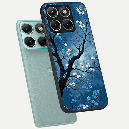 Blue Tree Serenity phone case For Moto Edge 70 Fusion showing premium glass back cover with detailed artwork