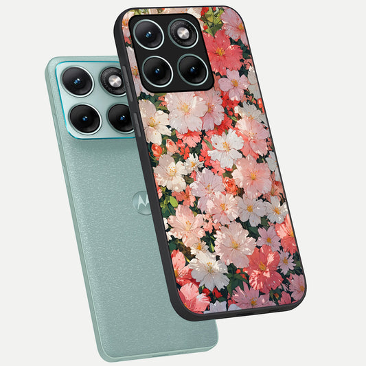  Blush Bloom Field phone case For Moto Edge 70 Fusion showing premium glass back cover with detailed artwork