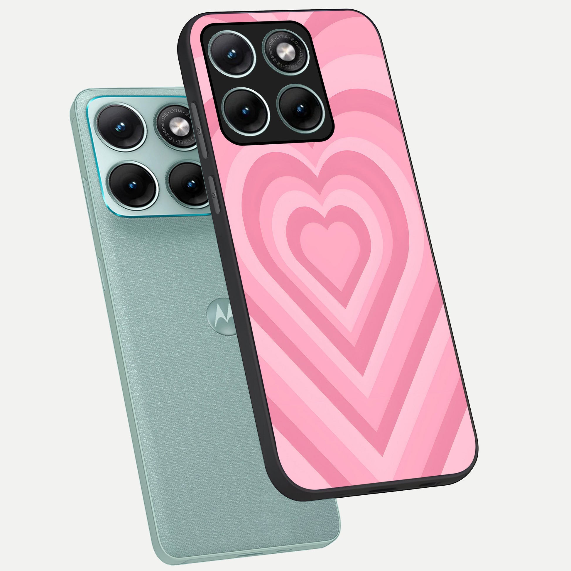  Blush Heart Waves phone case For Moto Edge 70 Fusion showing premium glass back cover with detailed artwork