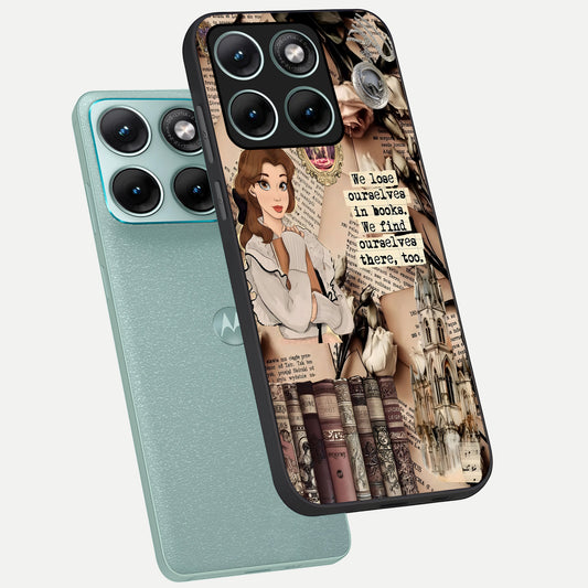  Bookish Dream World phone case For Moto Edge 70 Fusion showing premium glass back cover with detailed artwork