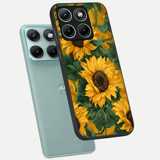  Bright Sunflower Bloom phone case For Moto Edge 70 Fusion showing premium glass back cover with detailed artwork