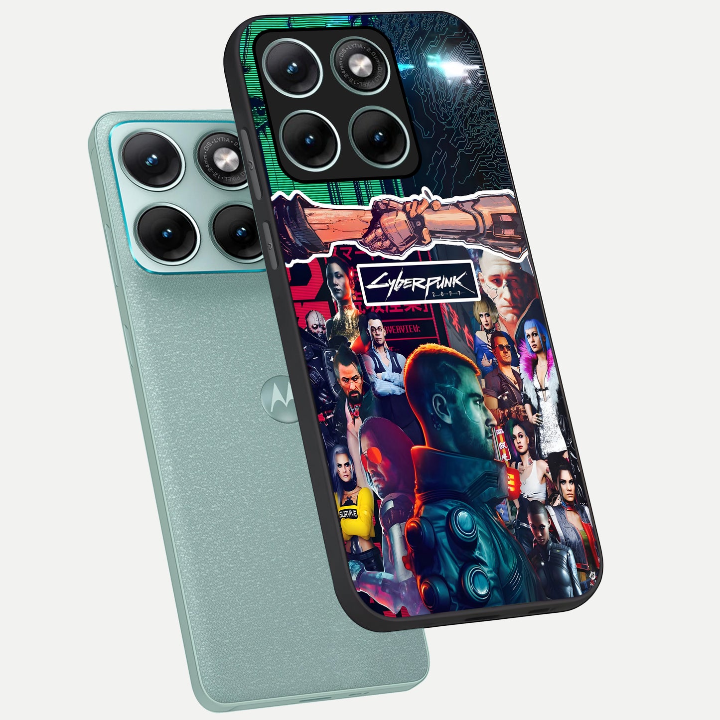  CYBERPUNK Legacy phone case For Moto Edge 70 Fusion showing premium glass back cover with detailed artwork