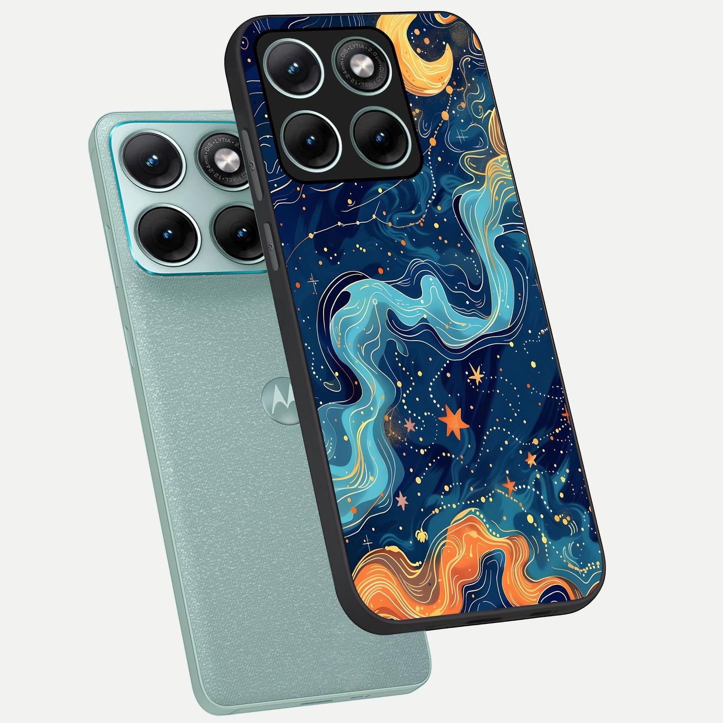 Celestial Dream Flow phone case For Moto Edge 70 Fusion showing premium glass back cover with detailed artwork
