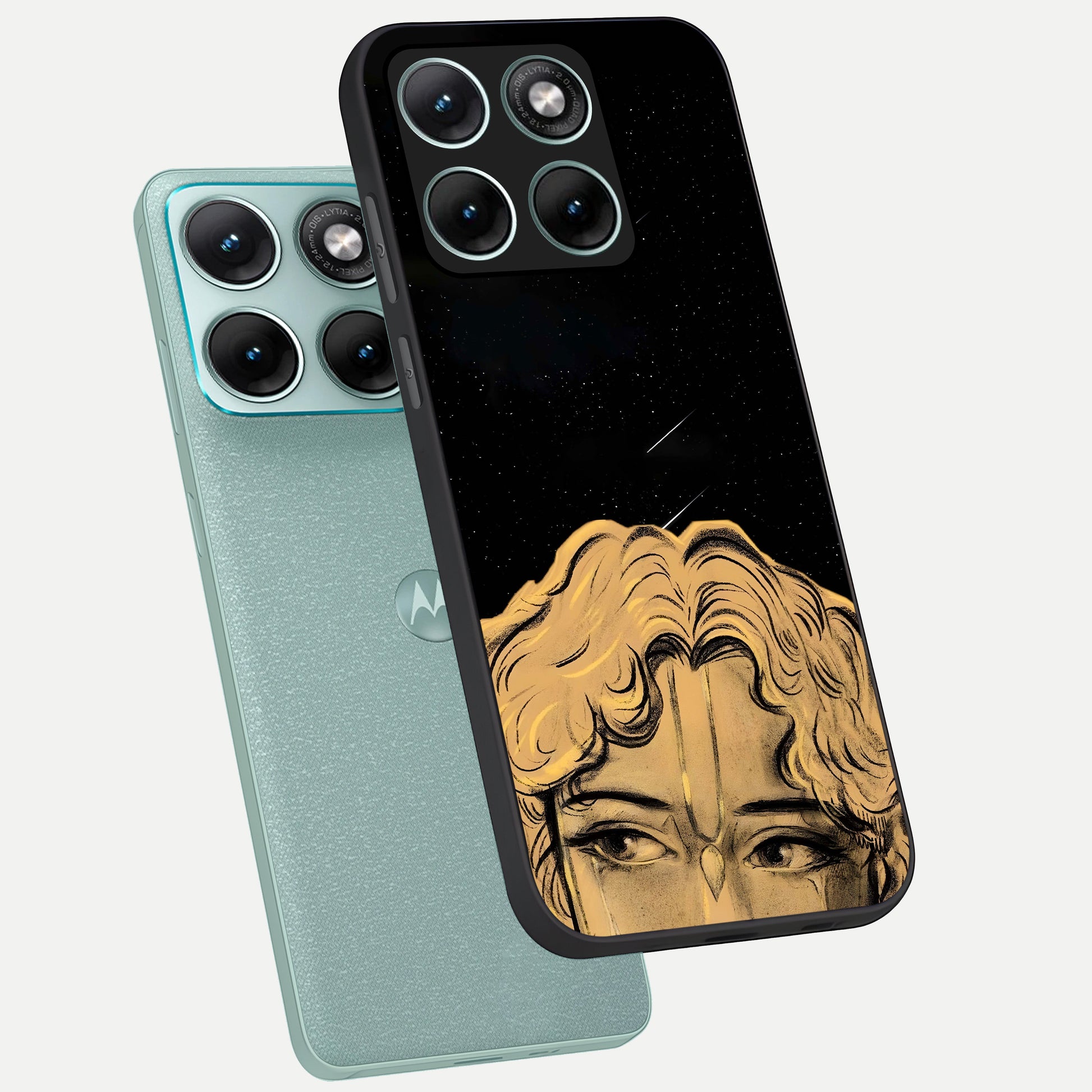  Celestial Gods Plan phone case For Moto Edge 70 Fusion showing premium glass back cover with detailed artwork