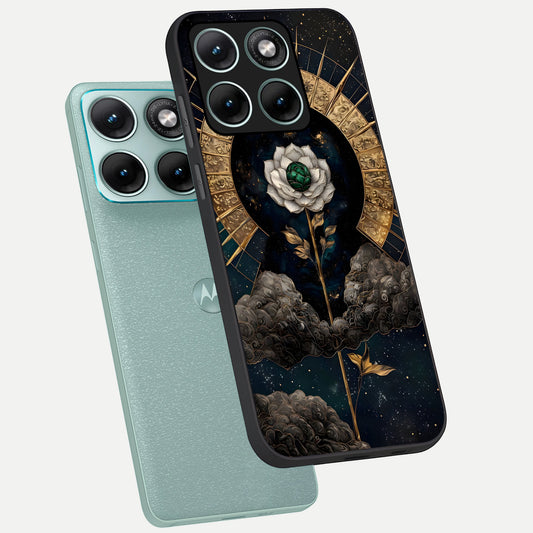  Celestial Lotus Morang phone case For Moto Edge 70 Fusion showing premium glass back cover with detailed artwork