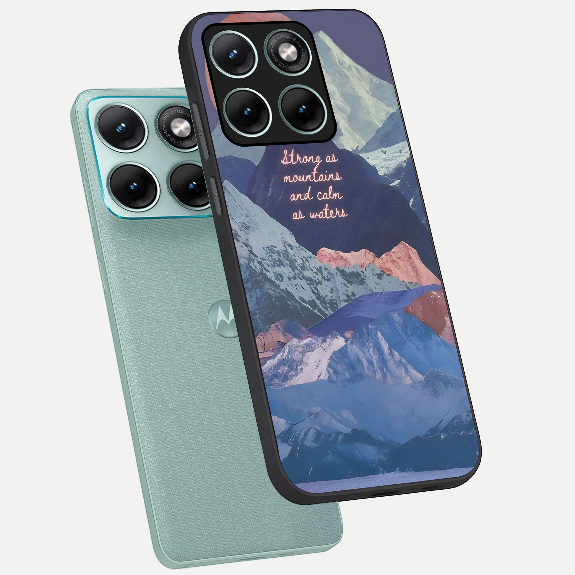  Celestial Mountain Calm phone case For Moto Edge 70 Fusion showing premium glass back cover with detailed artwork