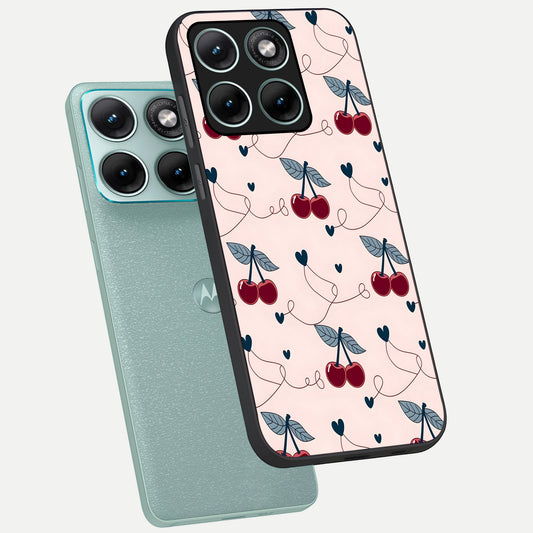  Cherry Heart Line phone case For Moto Edge 70 Fusion showing premium glass back cover with detailed artwork